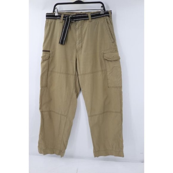 vintage Abercrombie & fitch cargo pants Men's‎ Large pockets belted tan cotton - Picture 1 of 16